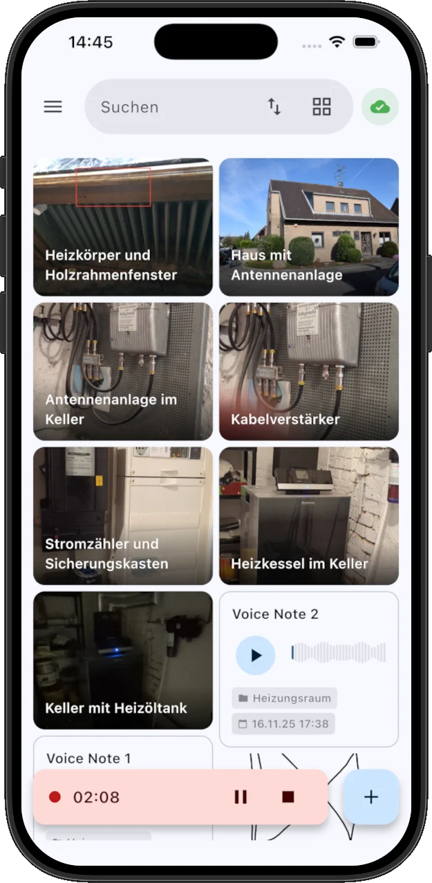 ImmIQ App auf dem Smartphone – Fotos und Sprachnotizen