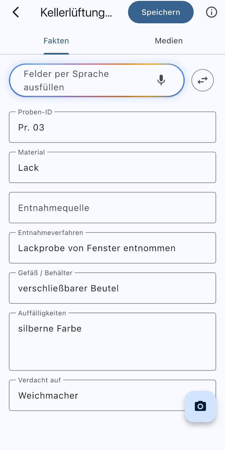 Felder per Sprache ausgefüllt
