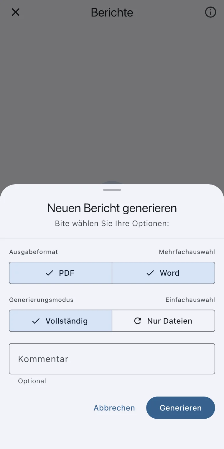 Bericht generieren – PDF & Word